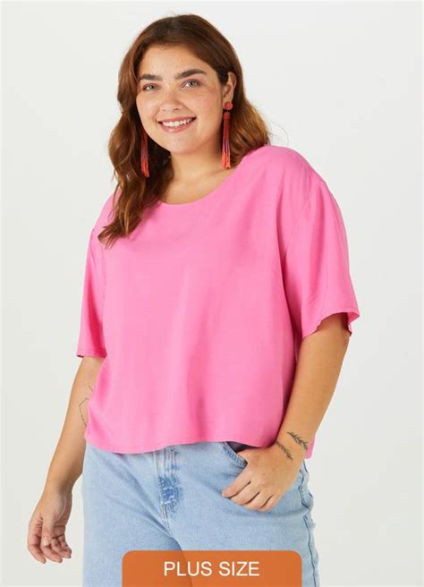 Blusa Feminina Ampla Plus Rosa Malwee Adulto