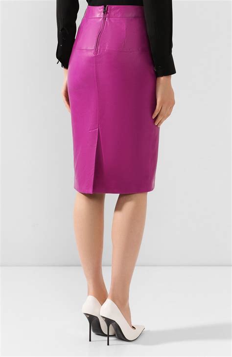 Женская кожаная юбка TOM FORD фуксия цвета, арт. GCL764-LEX228 купить в ...