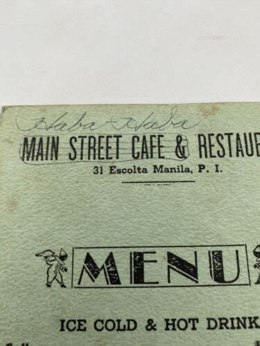 main street cafe restaurant menu st escolta manila wwii