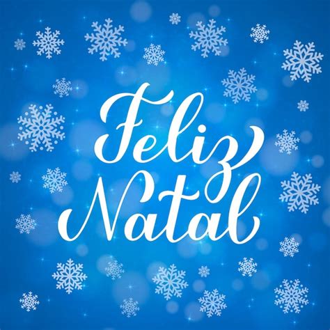 Premium Vector Feliz Natal Calligraphy Hand Lettering On Blue