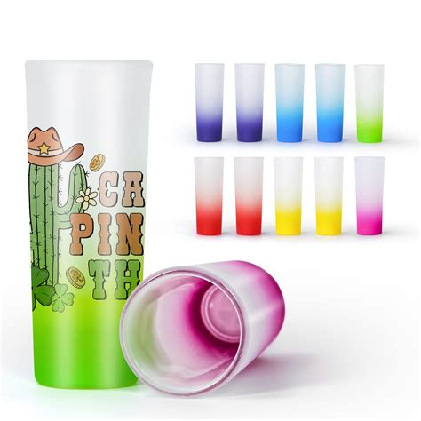 Agh Sublimation Colored Shot Glasses 3 Oz Set Of 12 Frosted Shot Glasses