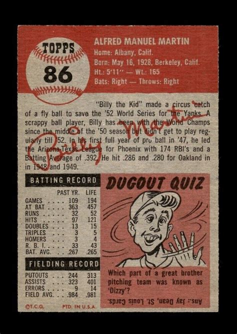 Topps Set Break Billy Martin Vg Vgex Gmcards Ebay