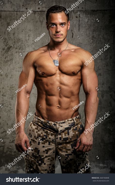 Man Army Pants Naked Torso Vertical Stock Photo 268746848 Shutterstock