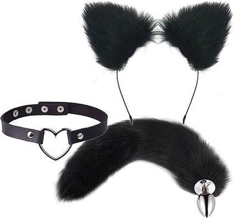 Cat Tail Butt Plug Set Anal Plug Cosplay Furry Sex Toy Black Cat Tail