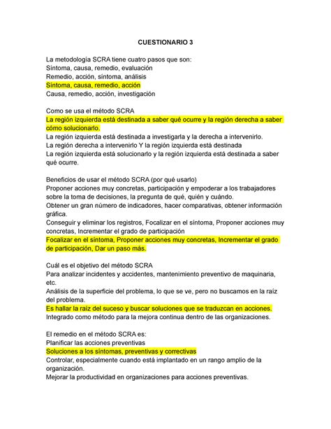 Cuestionario 3 Metodos De Investigacion De Accidentes CUESTIONARIO