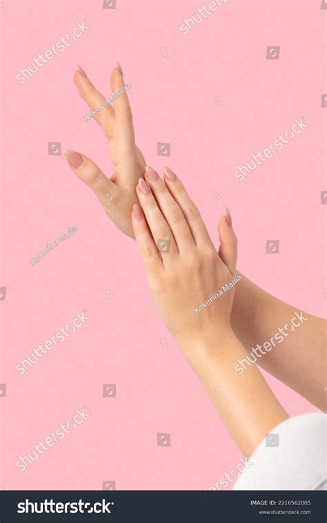 Hands Beautiful Wellgroomed Beige Nude Marble Stock Photo 2216562005 Shutterstock
