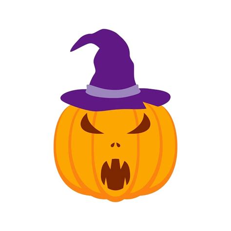 Calabaza De Halloween Con Sombrero Aislado Sobre Fondo Blanco Vector