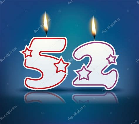 Birthday candle number 52 — Stock Vector © lajo_2 #60241235