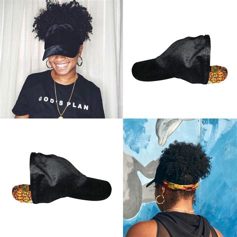 Natural Hair Hats Black Velour Dad Hat Protective Styles Hats