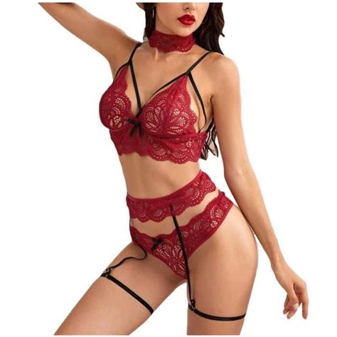 Ensemble De Lingerie De Sans Fil En Dentelle Sexy Pour Femmes Avec Des