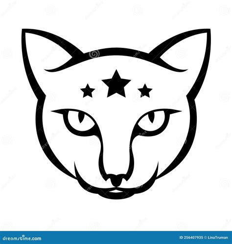 Cat Face Magic Cat Witches Mascot Cat Logo Template Stock Vector