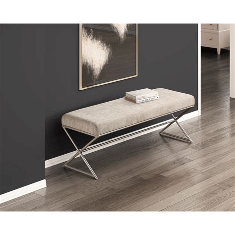 hokku designs style upholstered bench  comfort taupe chenille