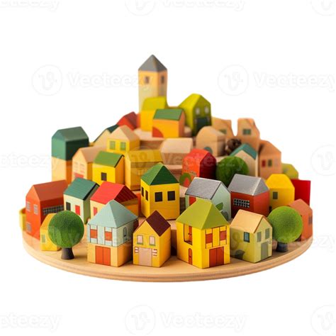 Toy Blocks Town Isolated On Transparent Background 48743201 Png