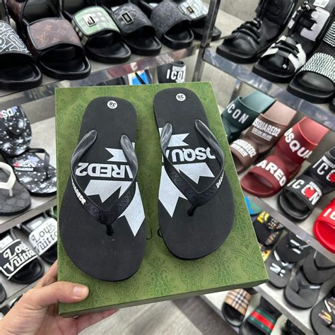 Dép Tông Nam DSQ Chữ ICON Họa Tiết Lá Phong Cao Cấp Hot Hè 2024 Dép Xỏ Ngón Nam Nữ Dsquared2