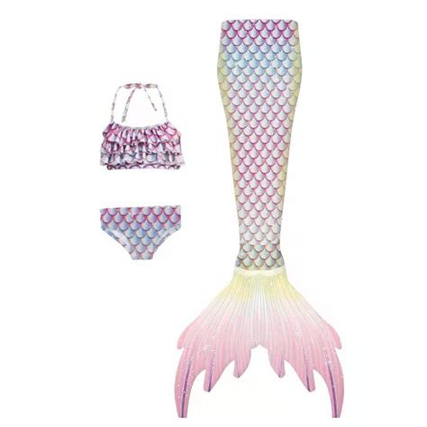 Rovga Girls Swimwear Years Sleeveless Fish Tail Set Piece Bathing Suits Bikini Set Bright