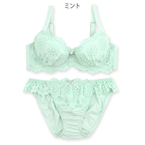 フランデランジェリー fran de lingerie Nostalgic Cotton ノスタルジックコットン ブラ ショーツセット B G カップ 返品不可商品 サックス