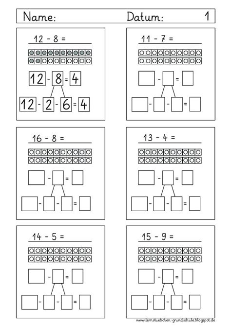 Lernstübchen Rechenwege über Den Zehner Minus 2 Mathe