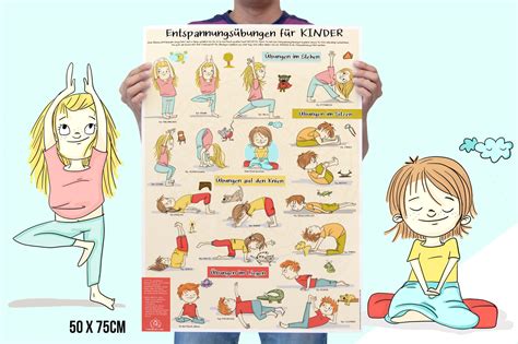 Poster Entspannungsübungen Yoga für Kinder Rundfux