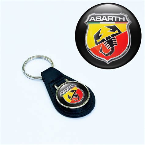 Fiat Abarth Keychain Leather Black 3d Logo Keychains Accessories