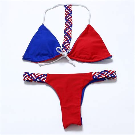 Bri Patriotic Braided Cheeky Brazilian Bikini In Red White And Blue My XXX Hot Girl