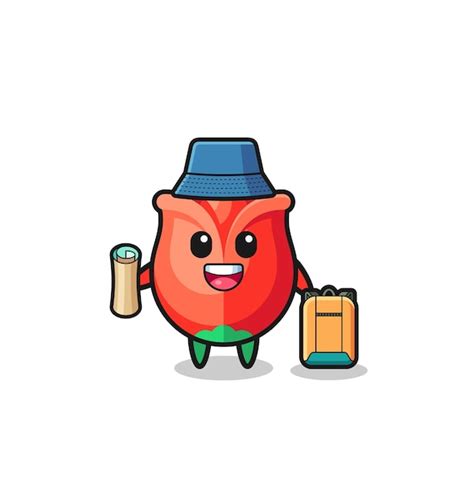 Premium Vector Rose Mascot Character As Hiker