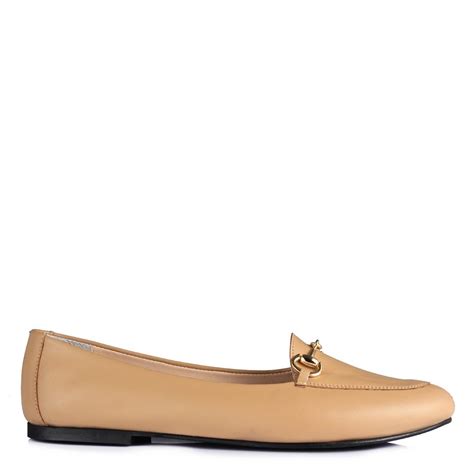 Nude Rengi Ayakkabı Babet Hakiki Deri