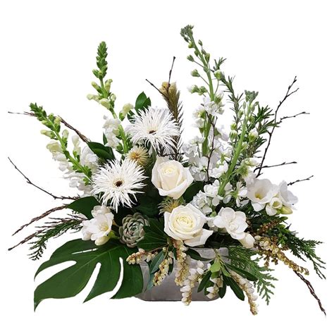 Serenity Arrangement Of White Flowers Free Flower Delivery Auckland