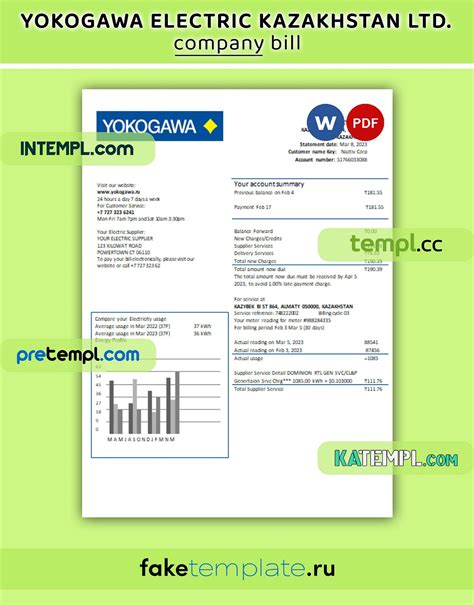 Yokogawa Electric Kazakhstan Ltd Business Utility Bill Word And Pdf