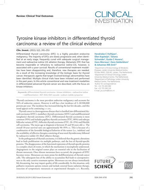 PDF Tyrosine Kinase Inhibitors In Differentiated Thyroid