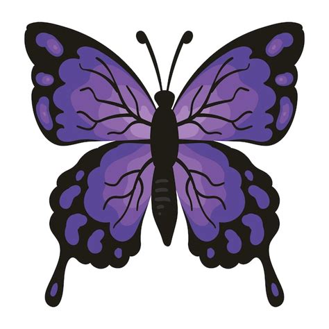 Ilustración aislada del insecto mariposa púrpura Vector Premium