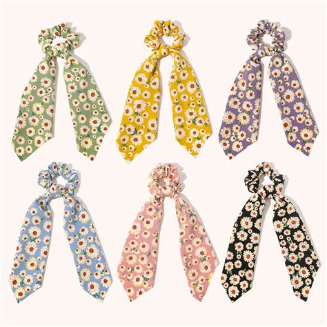 Chouchous En Satin Imprim Floral Bandes Lastiques Pour