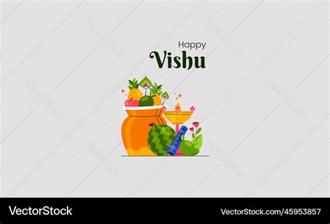 Happy Vishu Day Banner Template Flat Design Vector Image