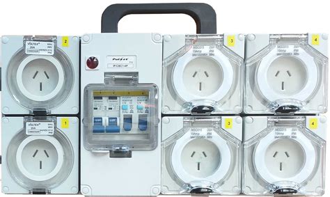 Industrial Power board-240V,15 Amp with 4x16A RCBO protected outlets.