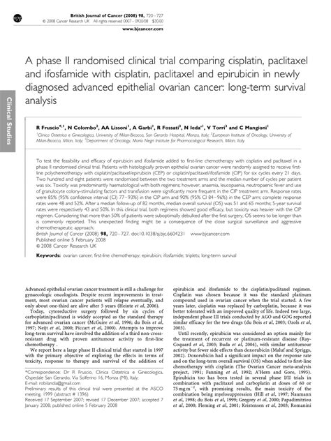 Pdf A Phase Ii Randomised Clinical Trial Comparing Cisplatin