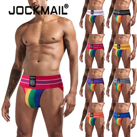 Jockmail Sexy Gay Underwear Men Rainbow Colorful G String Homme Sexy Erotic Thongs Homens Mens