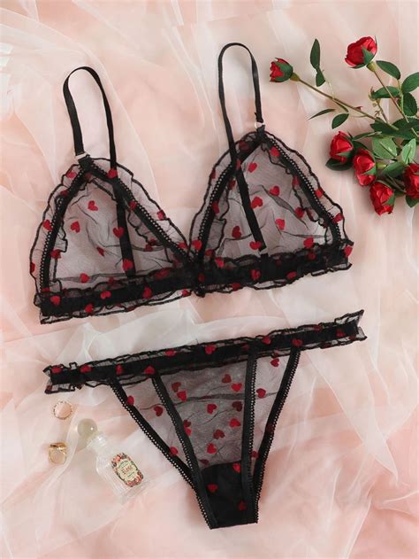 Ensemble De Lingerie Imprim C Ur Transparent Botyka