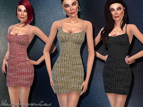 The Sims Resource Asymmetrical Strap Knit Dress