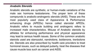 Impact of anabolic steroids & other appearance & performance enhancing ...