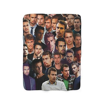 Theo James Photo Collage Sherpa Fleece Throw Blanket Theo James Collage