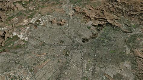 Satellite Santiago map background loop. Spinning around Chile city air