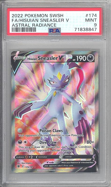 PSA 9 Pokemon Card Astral Radiance 174 189 HISUIAN SNEASLER V