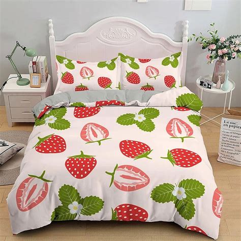 Pink Strawberry Cute Bedding Set Duvet Cover Sets 3d Fruit Pattern