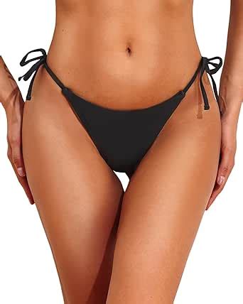Amazon Holipick Women S Thong Bikini Bottom Brazilian String Sexy Swimsuit Bottoms Tie Side