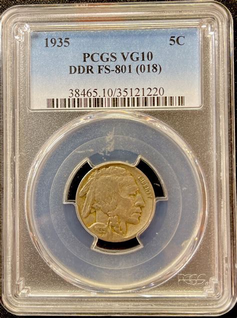 1935 Indian Head Buffalo Nickel DDR FS 801 018 PCGS VG10 ENN Coins