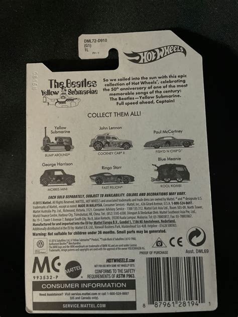 Hot Wheels The Beatles Yellow Submarine Sgt Pepper S Lonely Hearts Club Band Mini Cooper Car