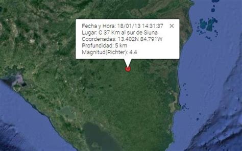 Ineter Reporta Dos Sismos Cerca De Siuna