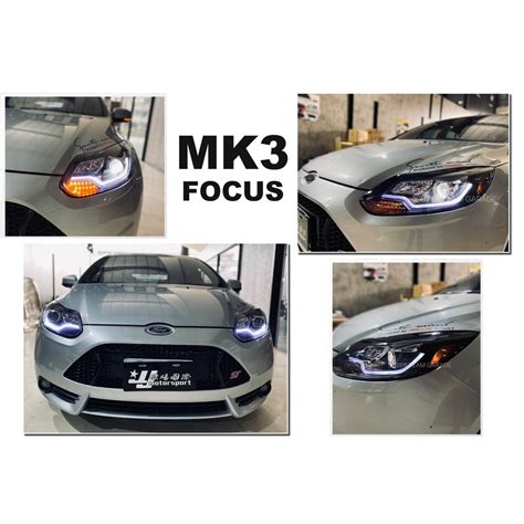 小傑車燈精品 實車 福特 Focus Mk3 13 14 15 年 R8 光條型 燈眉 Led方向燈 魚眼 大燈 蝦皮購物