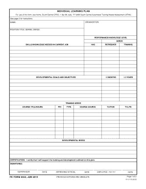 Fillable Online Knox Army Fort Knox Form Individual Learning Plan