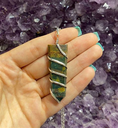 Bloodstone Flat Obelisk Wire Wrap Pendant Bloodstone Pendant Etsy