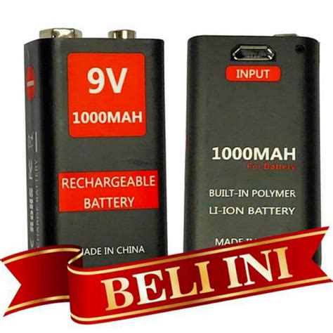 Jual Baterai Kotak 9v 1000mah 1000 Mah Charge Isi Ulang Batre